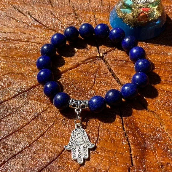 Stunning Elegance: Handmade Beaded Blue Lapis Bracelet - Picture 3 of 5